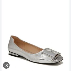 Franco Sarto Silver Flats with Buckle Detail